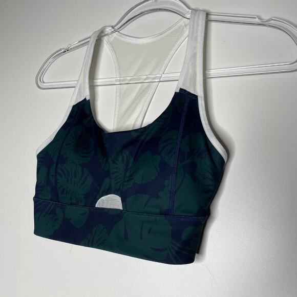 Athleta Womens Sports Bra Size S Green Leaf Pattern Workout Racerback Padded - Picture 6 of 9